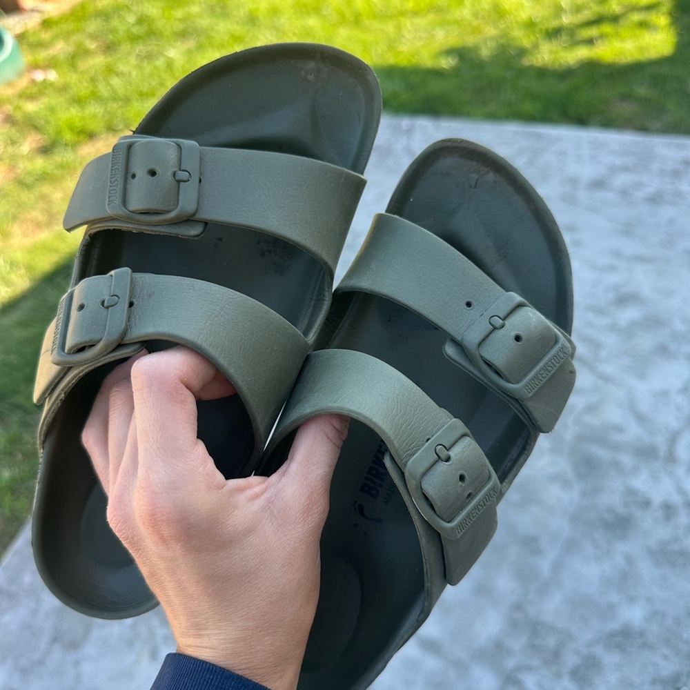 Women’s size 36 army green rubber Birkenstocks